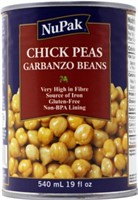 4 cans -2 NuPak Chick Peas 540 ml , 1 CHICK PEAS