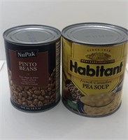 2 cans pinto beans and French Canadian pea soup
