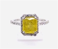 2.44 Cts Radiant Yellow Diamond 14k Gold Ring