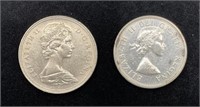 Canada 1969 Silver Dollar & 1963 50C Coins