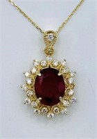 $5200 14k Yellow Gold 5.60cts Ruby & Diamond