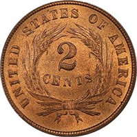 2C 1864 SMALL MOTTO. PCGS MS65 RD CAC