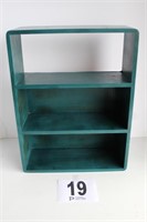 Wood Display Shelf - Green w/3 shelves (13 1/16"W