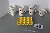 Corelle Mugs (7) & Egg Dish (U232)