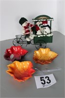 Christmas Decor & 3 Hand Painted Dishes (U232)