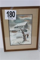Framed Winter Scene - Original - Watercolor (15