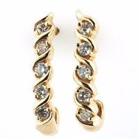 14kt Gold .50 Ct Diamond J-hoop Earrings
