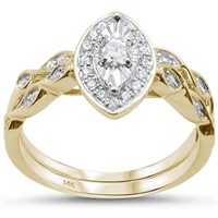 14k Yellow Gold .33ctw Marquise Diamond Bridal Set