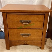 Bassett oak 2 drawer bedside stand - Arts & Crafts