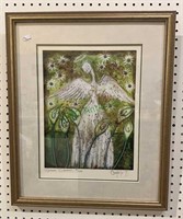 Framed photograph of an angel artwork titled