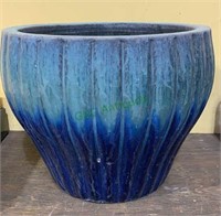 Extra large flower pot with a green and blue
