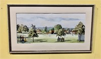 Original watercolor painting the cricket game