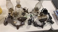 4 antique iron oil lamp wall hangers with six