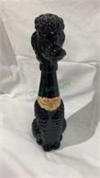 Vintage black glass poodle Italian wine bottle -