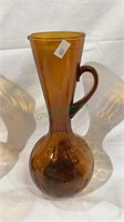 Empoli optic amber glass decanter measures 11
