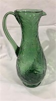 Morgantown green glass pitcher with a drift