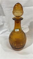Amber glass molded liquor decanter with blown