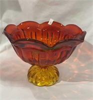 LE Smith vintage Amberina orange and yellow glass