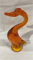 Persimmon orange glass large duck figure