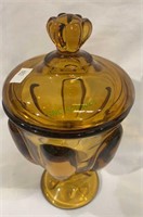 Honey amber covered compote by the Viking Glass