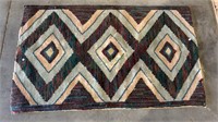 Antique hooked rug - three diamond pattern on