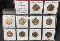 Coins - 10 Sacajawea dollars, uncirculated, Denver
