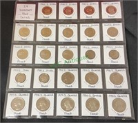 Coins - 24 different proof coins, nickels, dimes,