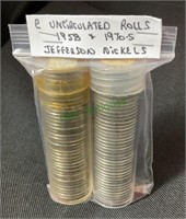 Coins - two uncirculated rolls of Jefferson