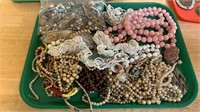 Tray lot of costume jewelry - mostly broken