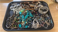 Tray lot of costume jewelry includes mostly