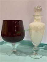 Glass lot  - Empoli ruby pour decanter and a