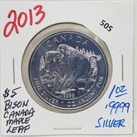 2013 1oz .999 Silver $5 Bison
