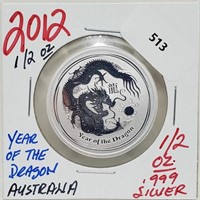 2012 1/2oz .999 Silver Yr of the Dragon