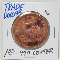 1oz .999 Copper Trade Dollar