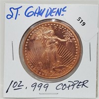 1oz .999 Copper St Gaudens