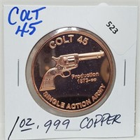 1oz .999 Copper Colt 45