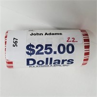 Roll (25) Adams $1 Dollars