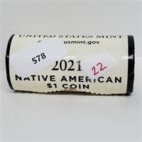Roll (25) 2021D Native Amer $1 Dollars