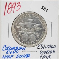 1893 90% Silver Columbian Expo Half $1