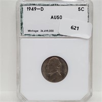 PCI 1949-D AU50 Jeff Nickel 5 Cents