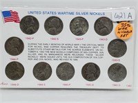 Set of 35% Silver Wartime Nickels