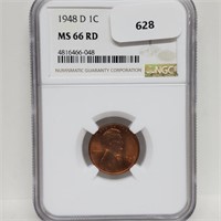 NGC 1948-D MS66RD Lincoln Wheat Penny