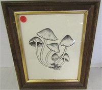 Ink Mushroom Drawing by Ebb Pate