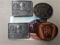 RAILROAD BELT BUCKLE LOT AND CARD