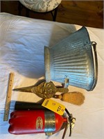 Fire Extinguisher, Bucket, Broom and Bellows