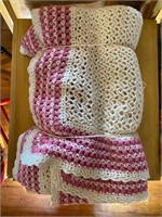 1900's Crocheted Wool Throw Blanket