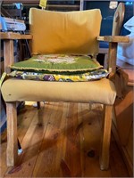 Yellow Wood Armchair and Cushions