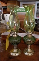 (2) Oil Lamps, Olive Green