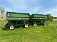 1) J & M wagon 400 bushel w/tarp (one on right in