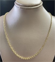 10kt Gold 20" Diamond Cut Rope Chain